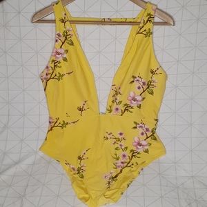FOREVER 21 Yellow One Piece Bathing Suit Size XL